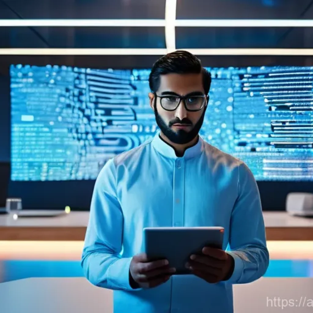 API 응답 형식 선택 가이드 - **Prompt:** A sleek, modern office environment bathed in soft, futuristic blue and white light. A yo...