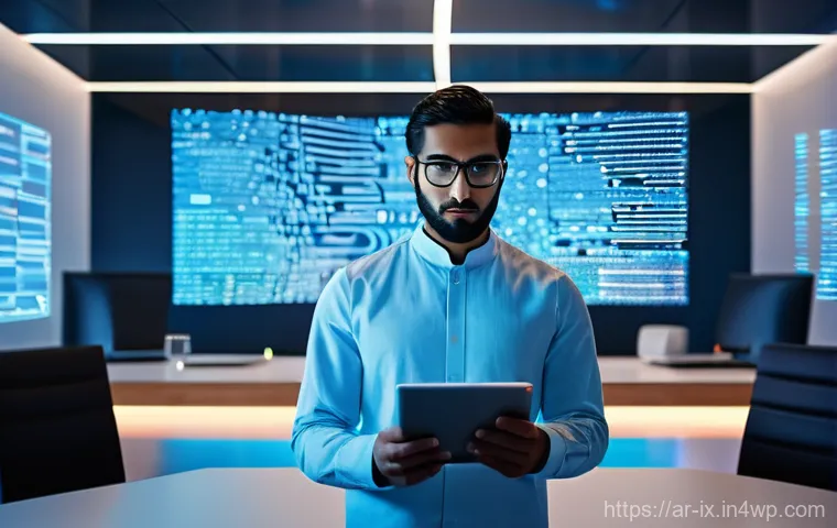 API 응답 형식 선택 가이드 - **Prompt:** A sleek, modern office environment bathed in soft, futuristic blue and white light. A yo...