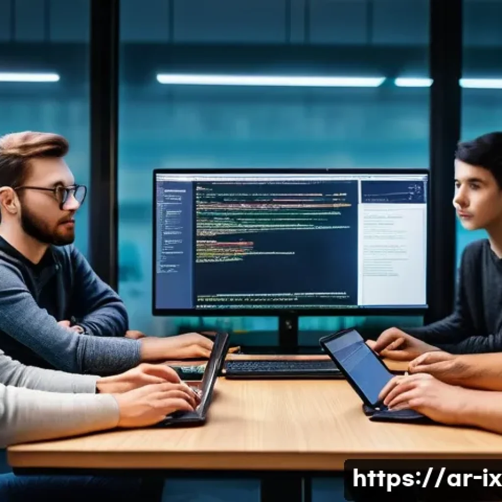 API 설계 원칙을 위한 커뮤니티 리소스 - **Prompt 1: Vibrant Tech Community Collaboration**
    "A diverse group of developers (male and fema...
